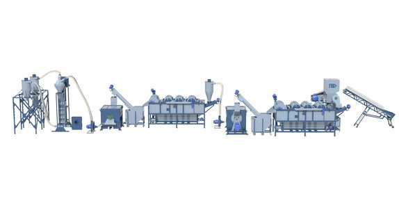 Линия переработки ПЭТ бутылок, производительностью до 800 кг в час, производство Россия