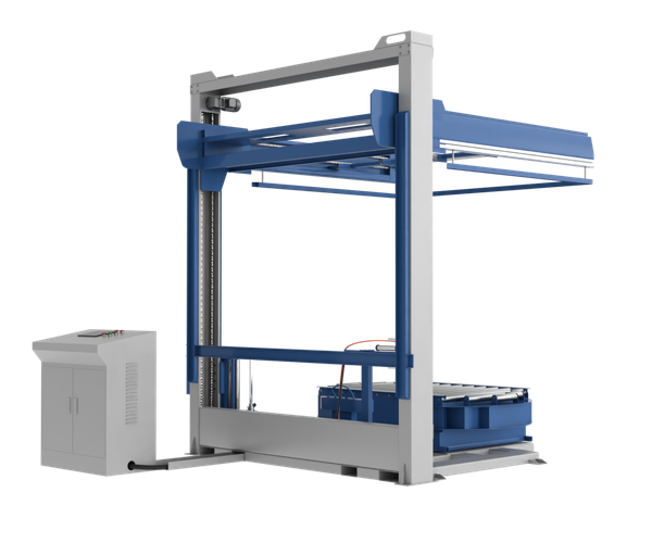 Автоматический паллетоупаковщик PZO BPW-2000DR-SH, накрывной, стол с рольгангом под конвейер