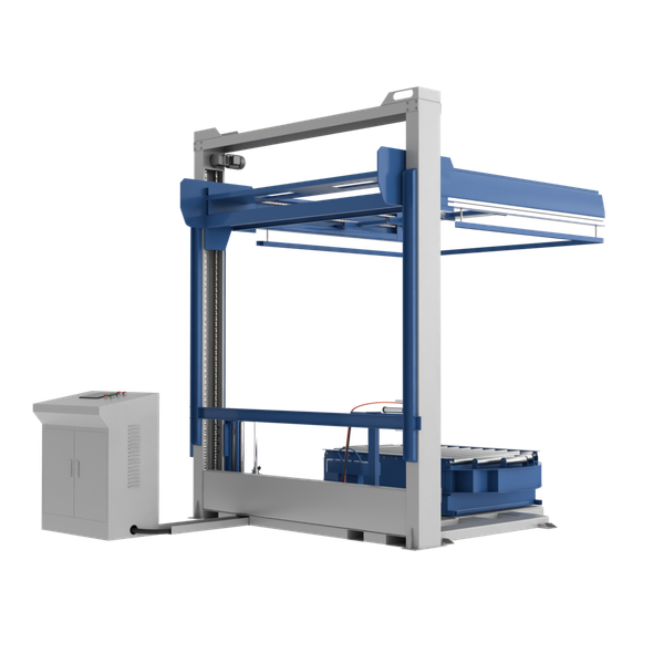 Автоматический паллетоупаковщик PZO BPW-2000DR-SH, накрывной, стол с рольгангом под конвейер