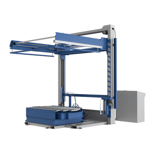 Автоматический паллетоупаковщик PZO BPW-2000DR-SH, накрывной, стол с рольгангом под конвейер