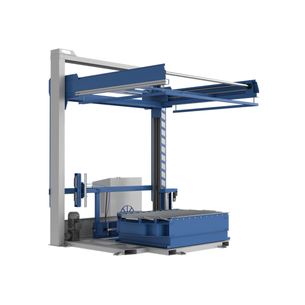 Автоматический паллетоупаковщик PZO BPW-2000DR-SH, накрывной, стол с рольгангом под конвейер